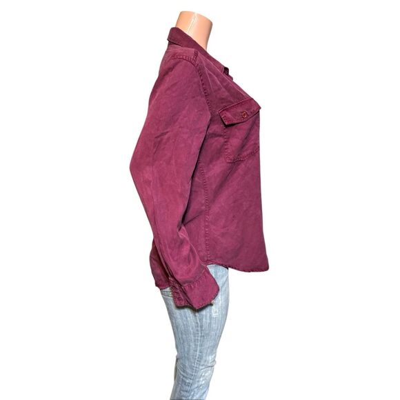 Pulp Women's shirt tencel button-down burgundy casual shirt L - Picture 5 of 6